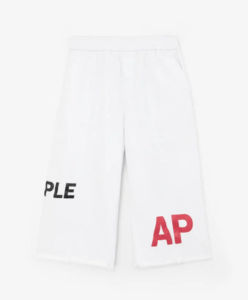 Blugi cu craci largi și imprimeu tipografic, albi, Gulliver