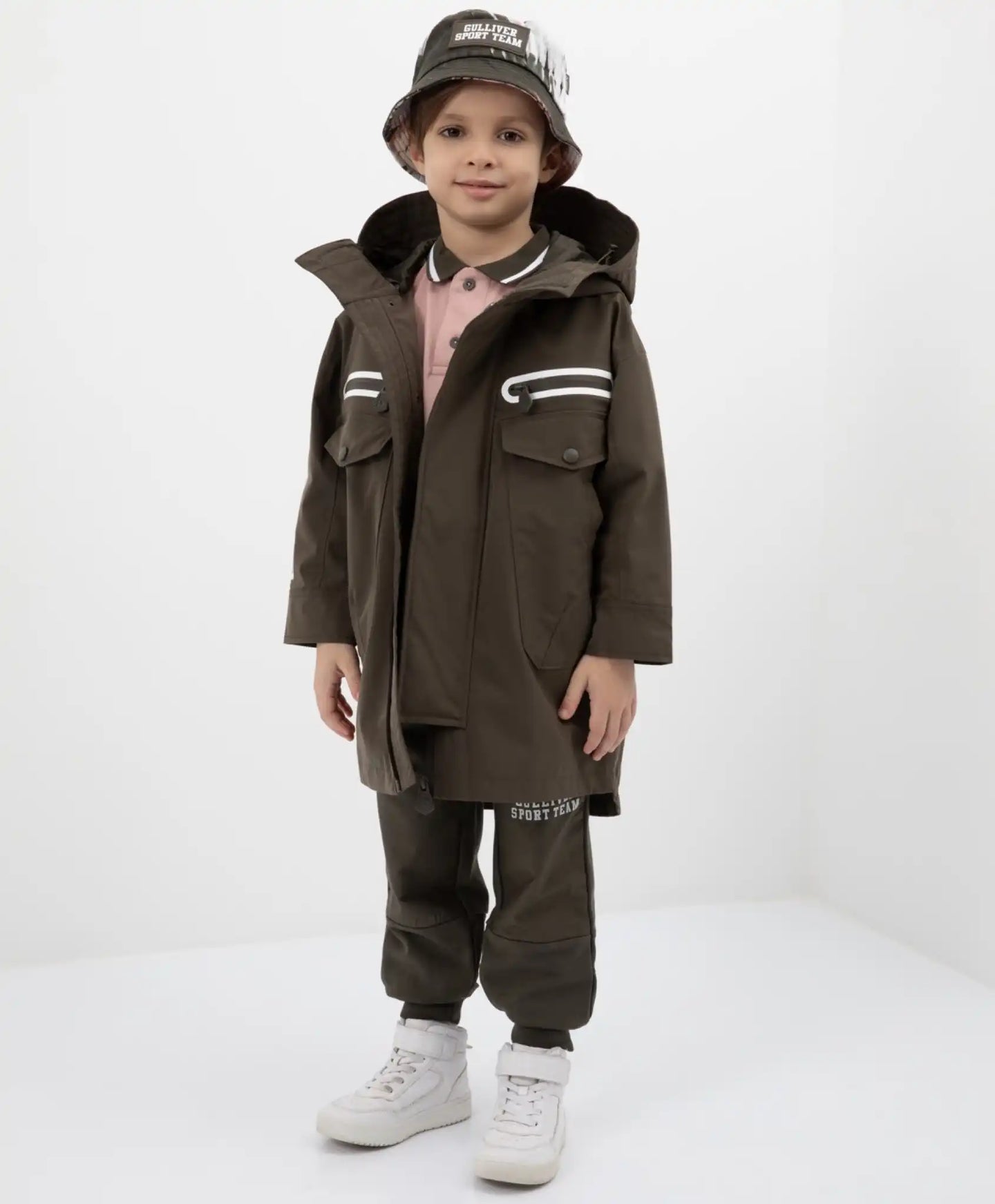 Impermeabil cu glugă și buzunare voluminoase culoare kaki Gulliver