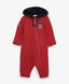 Salopetă cu glugă și fermoar asimetric, roșie, Gulliver