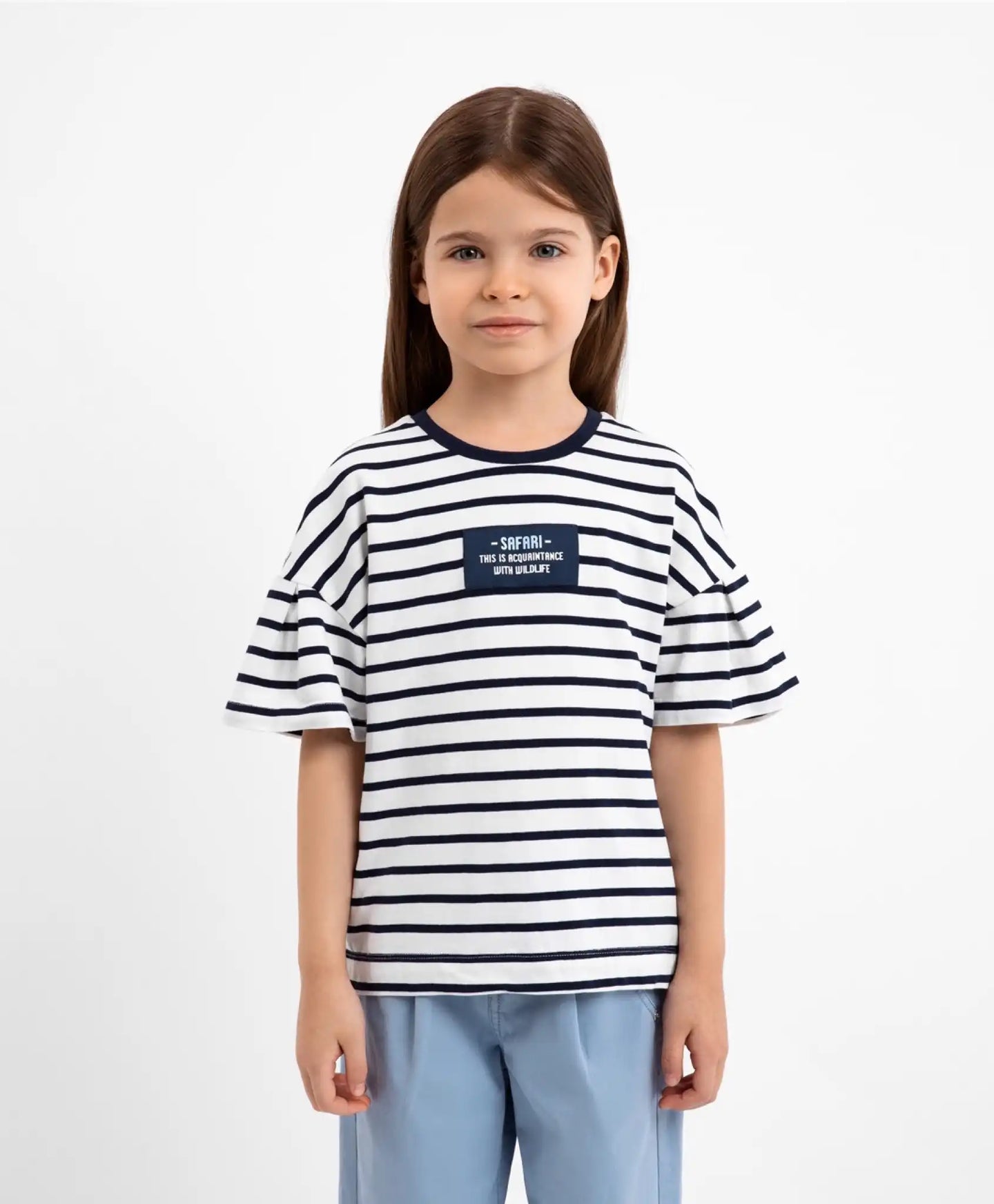 Tricou mare cu mânecă scurtă, alb cu dungi, Gulliver