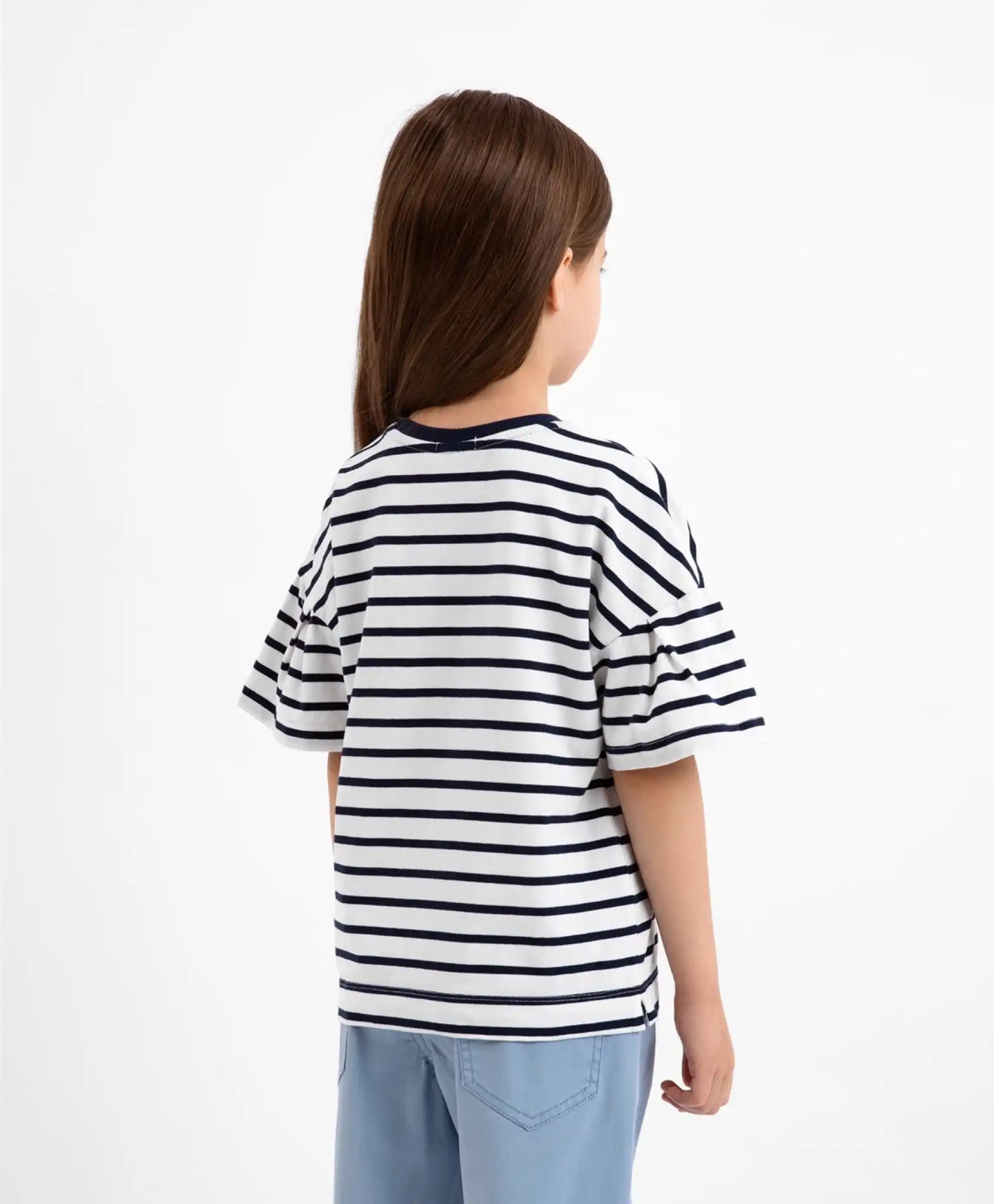 Tricou mare cu mânecă scurtă, alb cu dungi, Gulliver