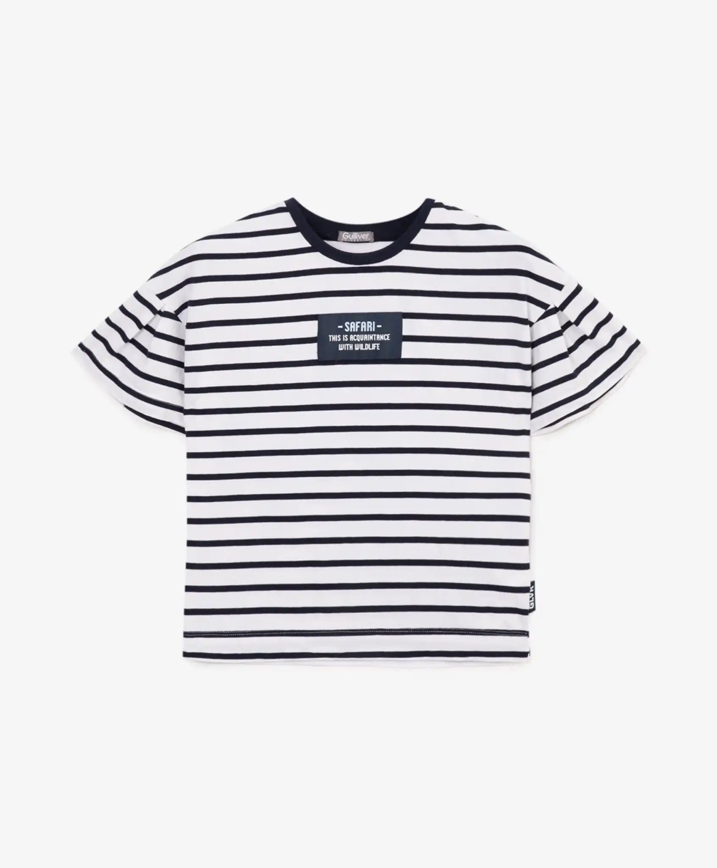 Tricou mare cu mânecă scurtă, alb cu dungi, Gulliver