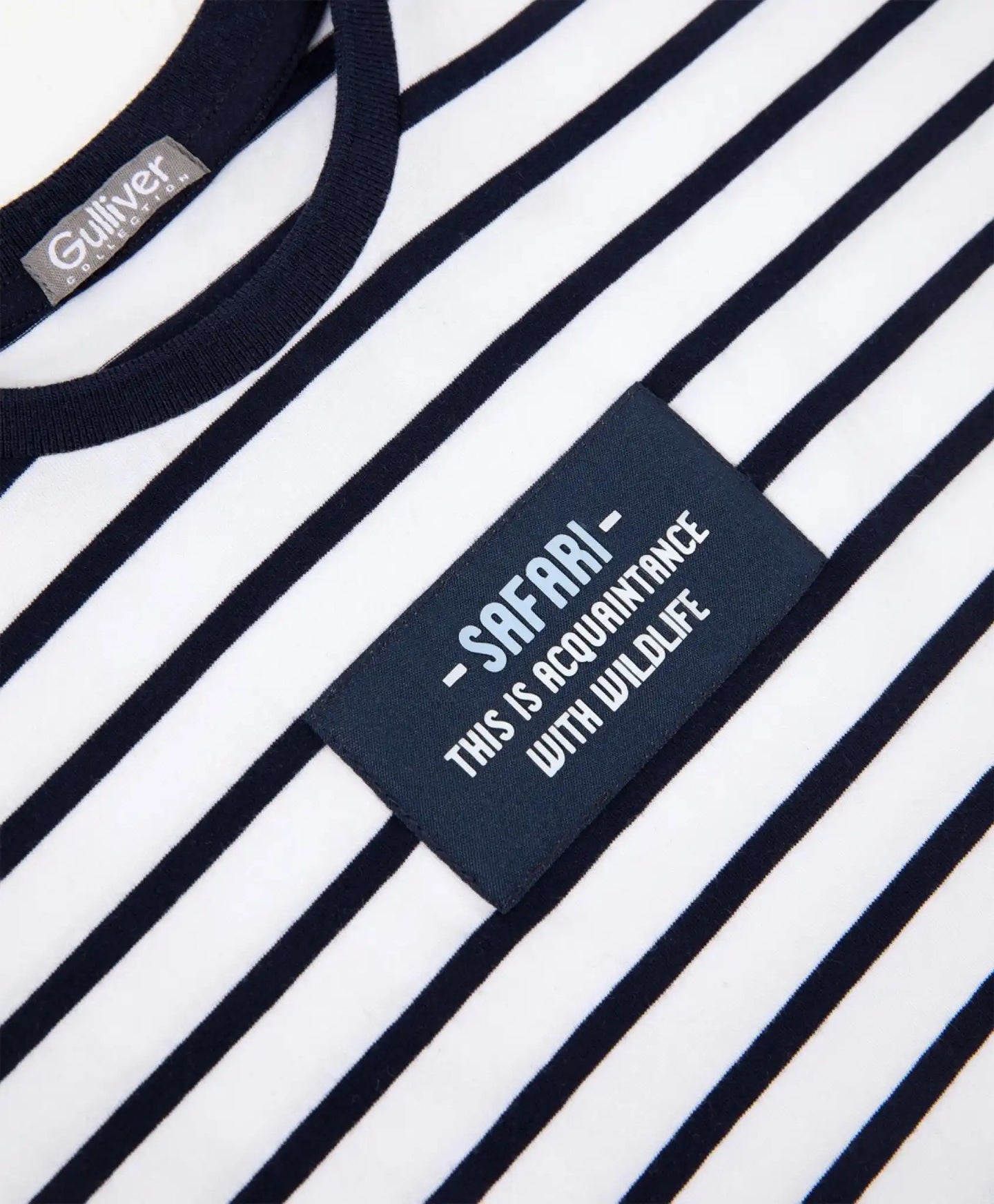 Tricou mare cu mânecă scurtă, alb cu dungi, Gulliver