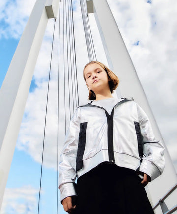 Hanorac argintiu cu fermoar Gulliver