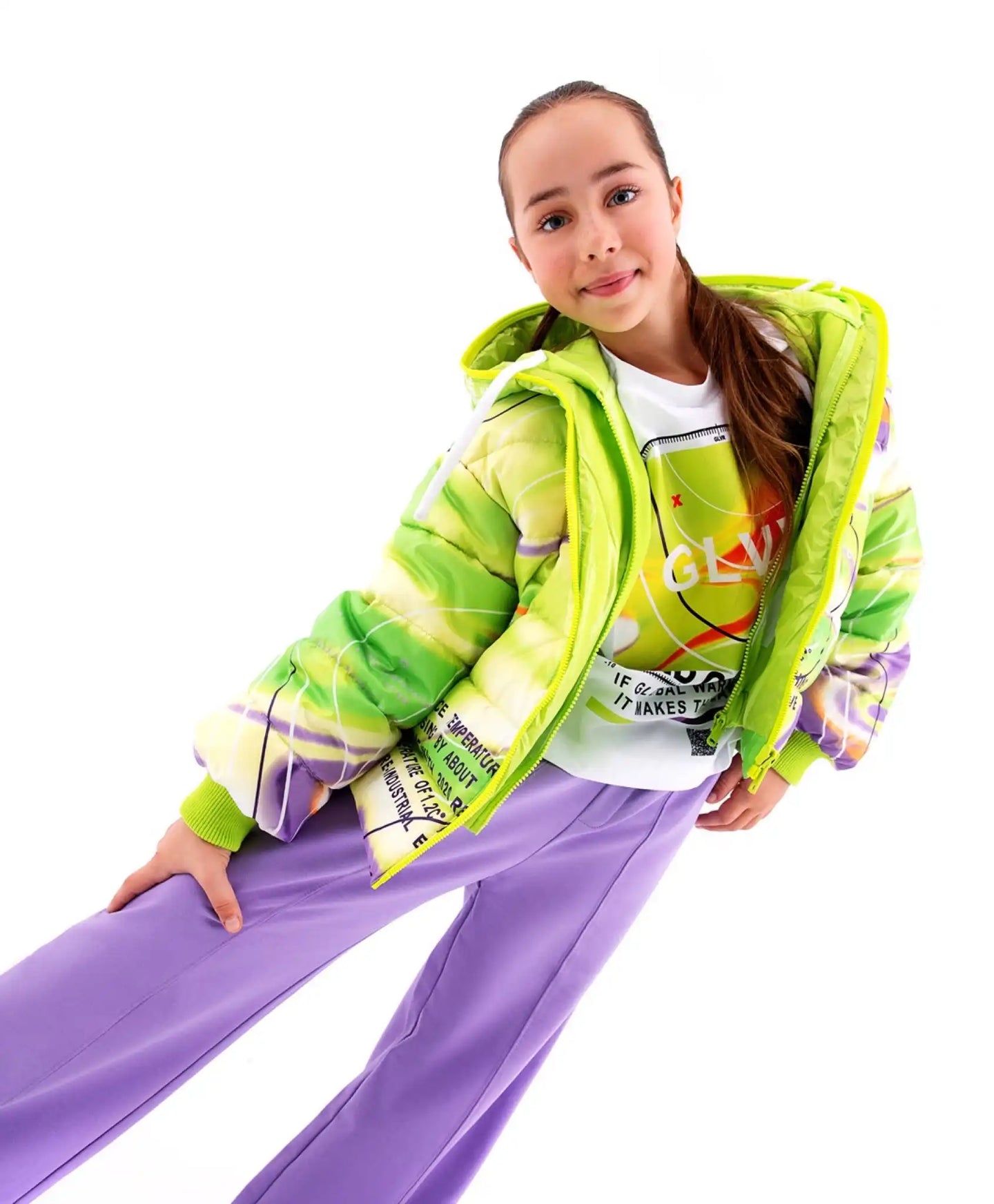 Jachetă de tranziție din pelerină cu imprimeu acquarel cu glugă de la Gulliver