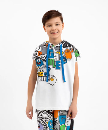 Vestă subțire cu glugă – albă, Gulliver