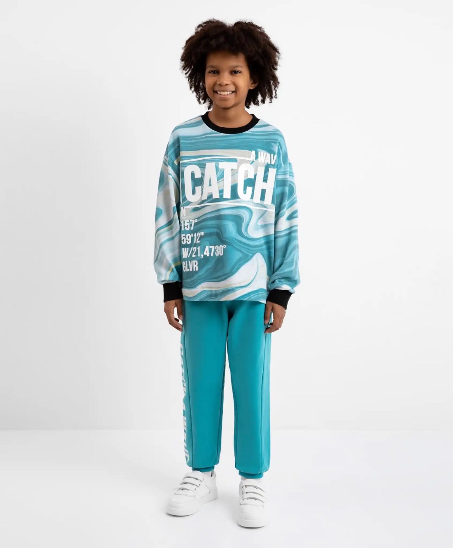 Pantaloni din neopren cu curea și manșete elastice, turcoaz, Gulliver