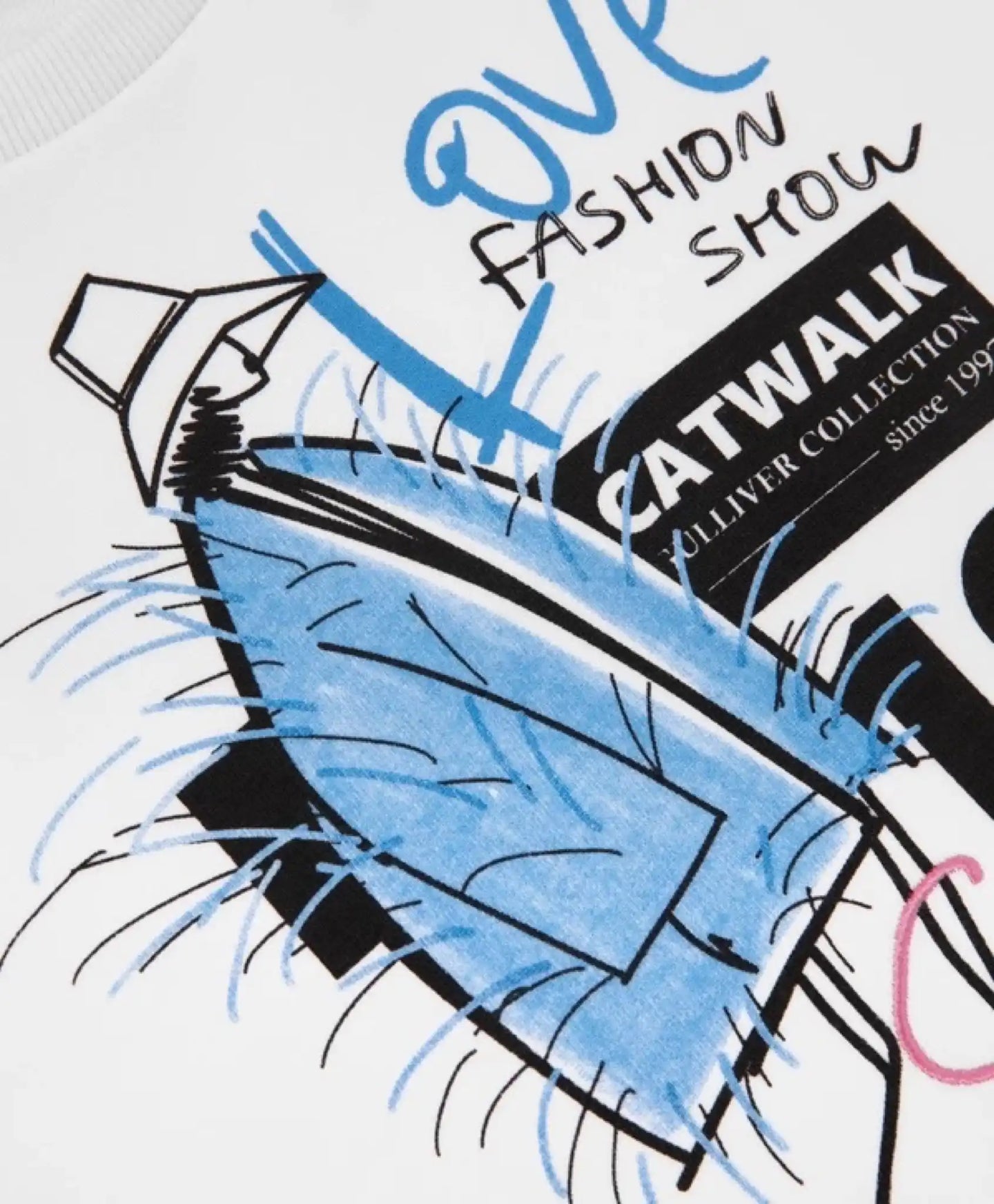 Hanorac alb cu imprimeu interesant pentru fete Gulliver