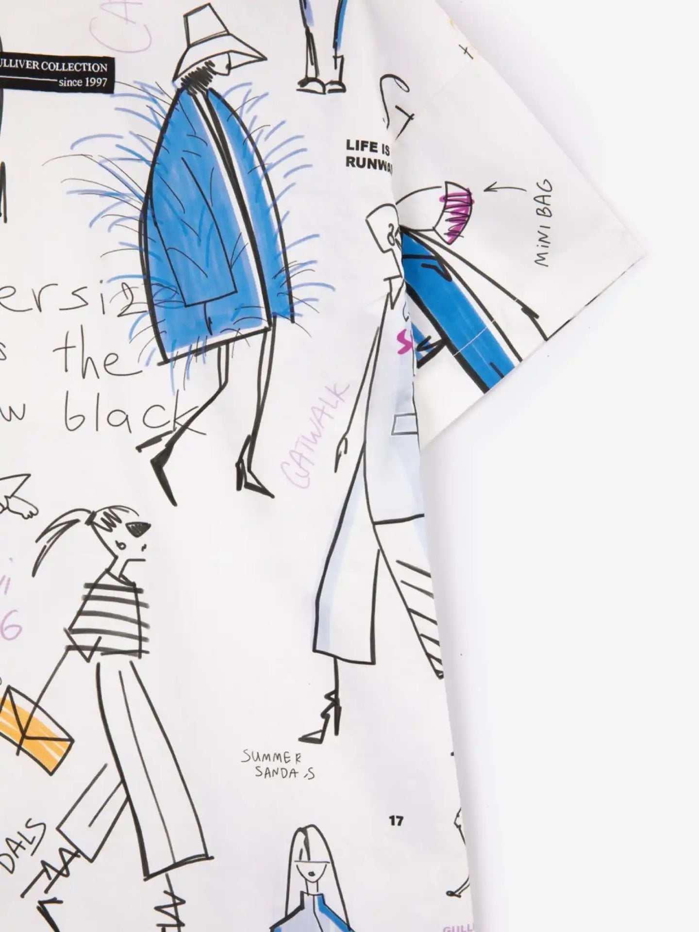 Rochie de vară din poplin cu imprimeu dinamic mare, Gulliver