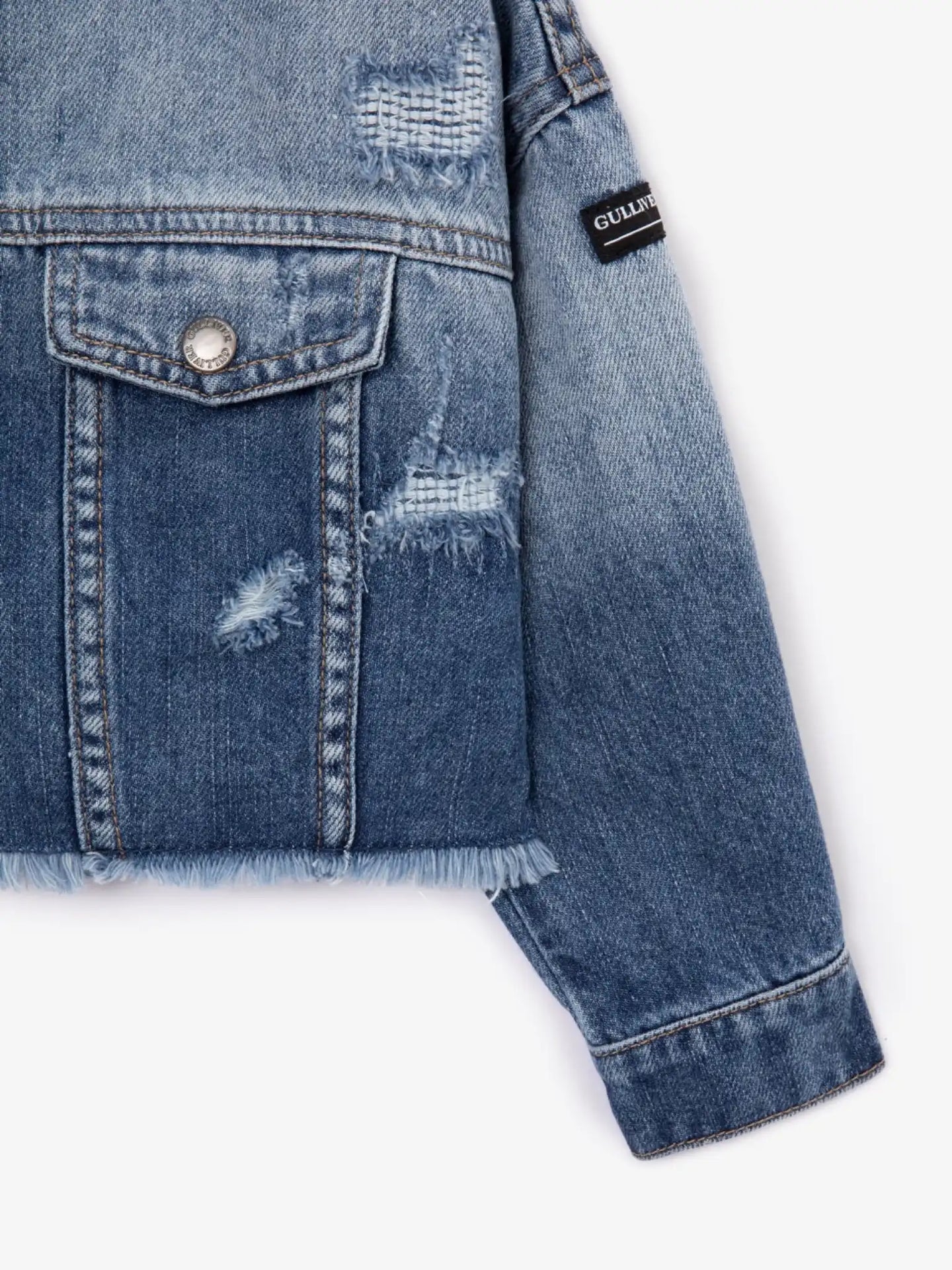 Jachetă din denim cu franjuri la tiv, Gulliver