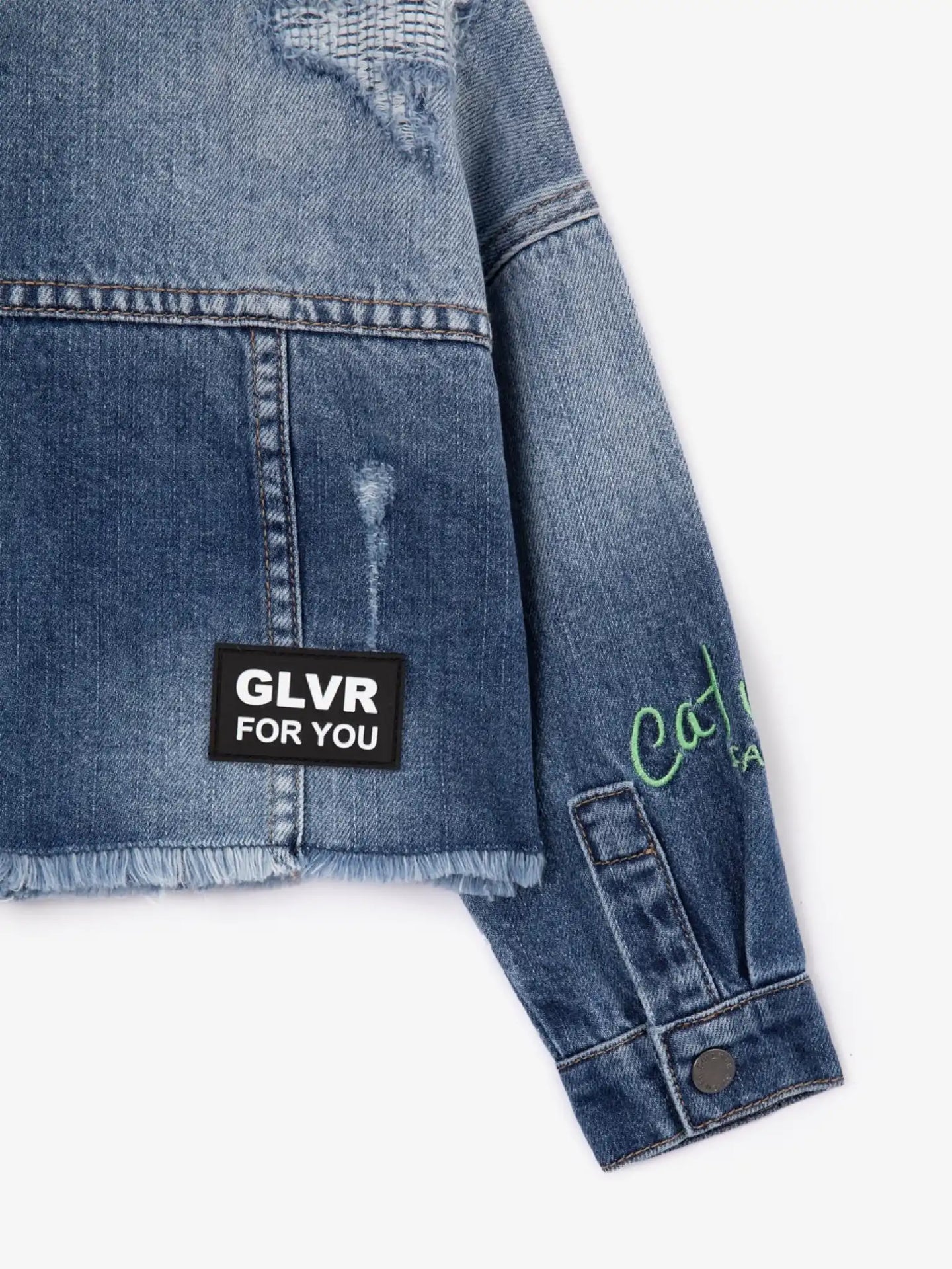 Jachetă din denim cu franjuri la tiv, Gulliver