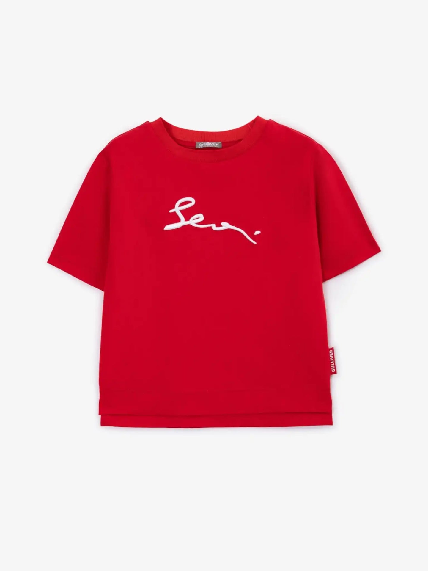 Tricou roșu cu broderie 3D pentru băiat, Gulliver