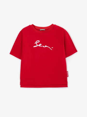 Tricou roșu cu broderie 3D pentru băiat, Gulliver