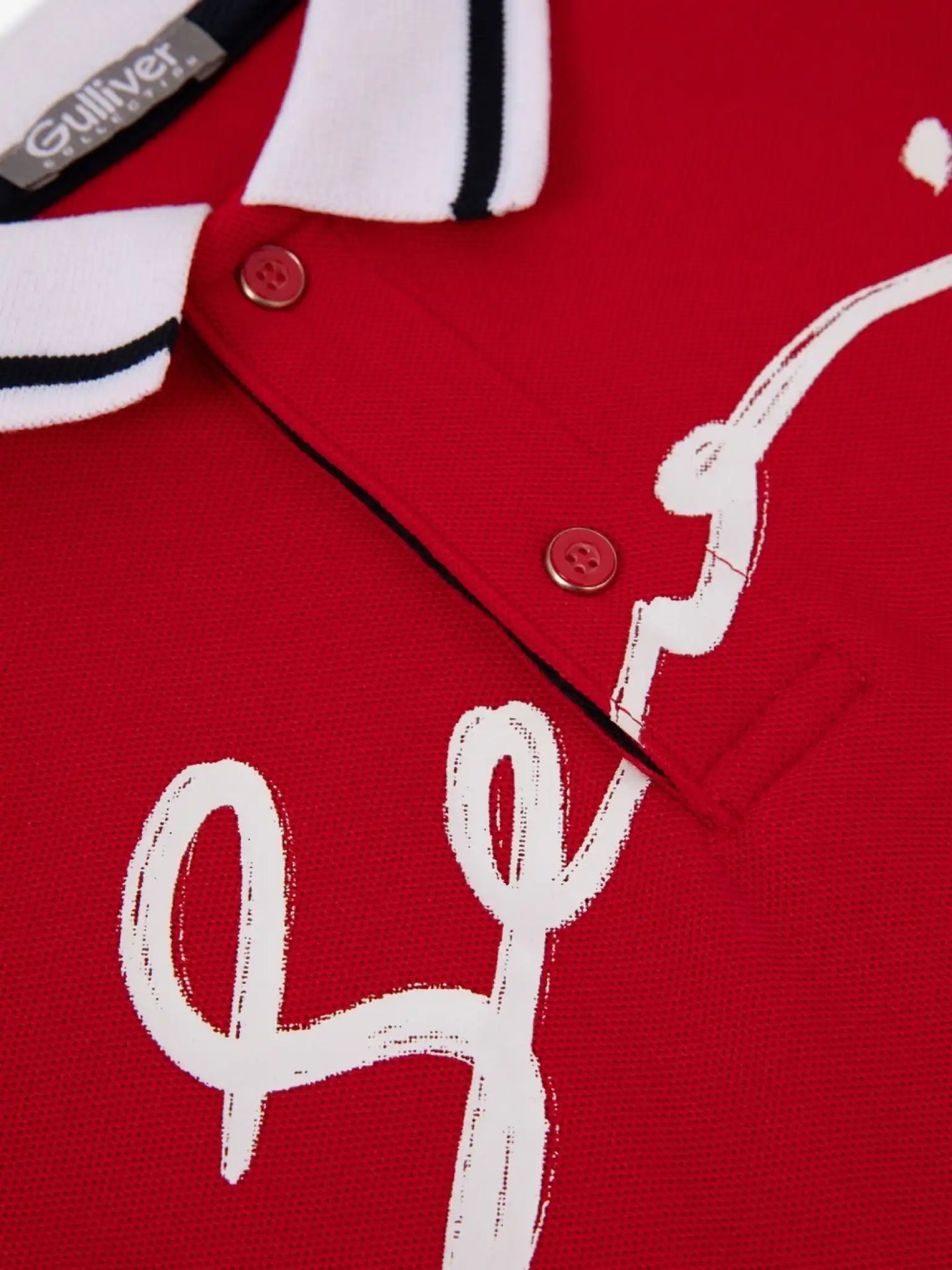 Polo din pique, roșu pentru băiat, Gulliver