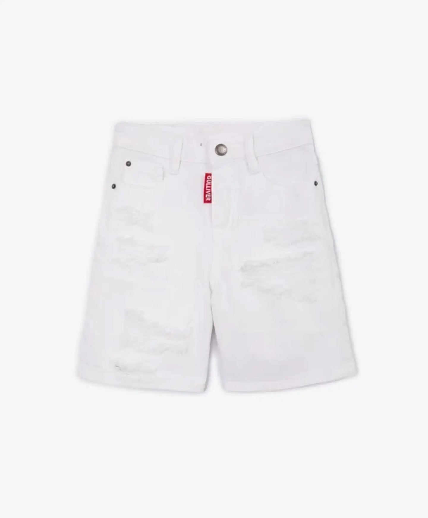 Pantaloni scurți din denim alb, cu efect de deteriorare, pentru băiat, Gulliver