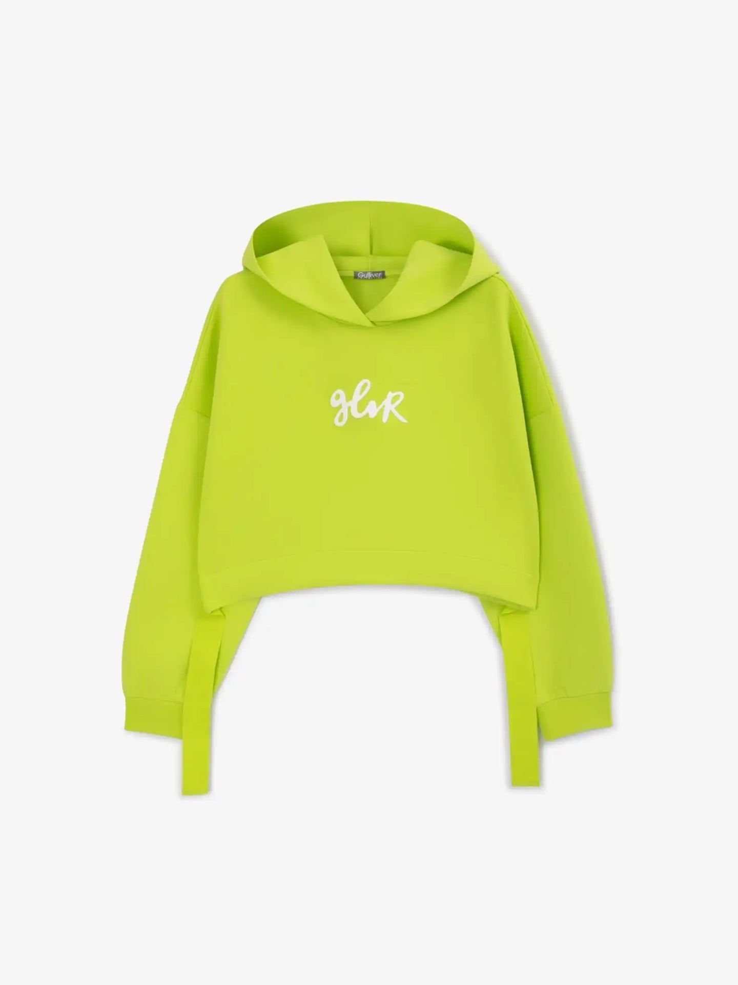 Hanorac scurt oversized cu culoare verde-lămâie pentru fete de la Gulliver