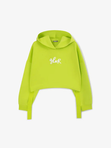 Hanorac scurt oversized cu culoare verde-lămâie pentru fete de la Gulliver