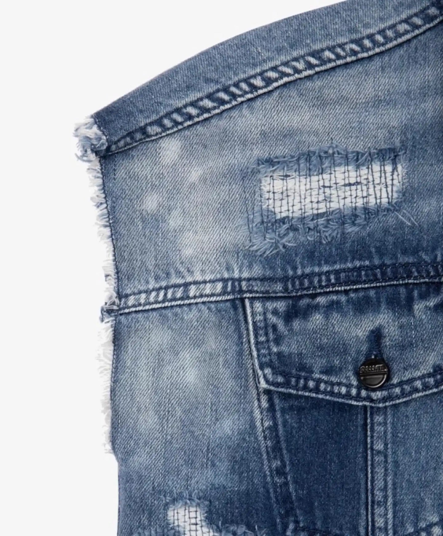 Vestă din denim albastră, cu efect de deteriorare, pentru fete, Gulliver