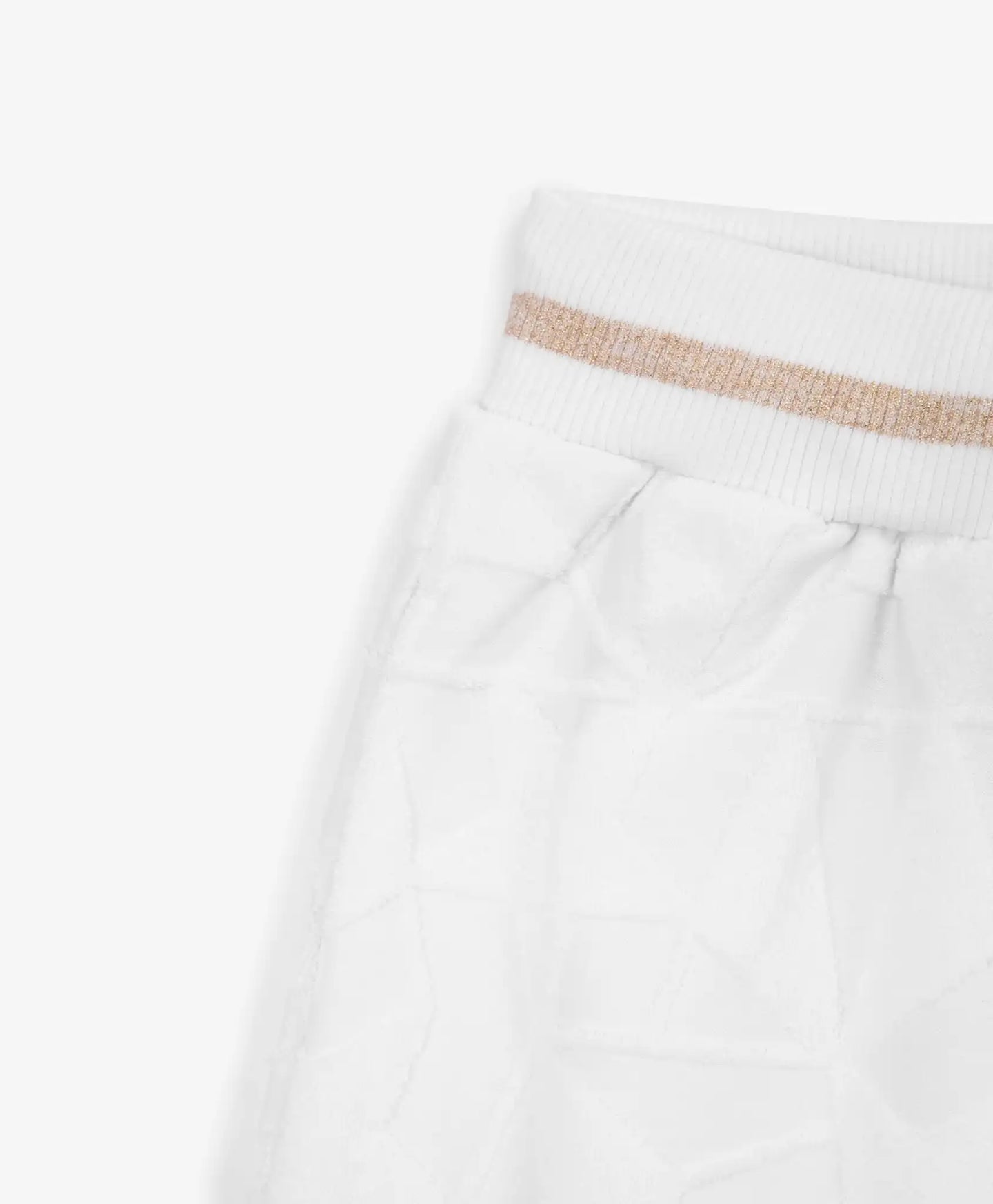 Pantaloni scurți din frotir alb, cu design geometric texturat, pentru fată, Gulliver