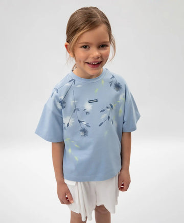 Tricou pentru fată cu imprimeu și decorațiune cu paiete, albastru, Gulliver