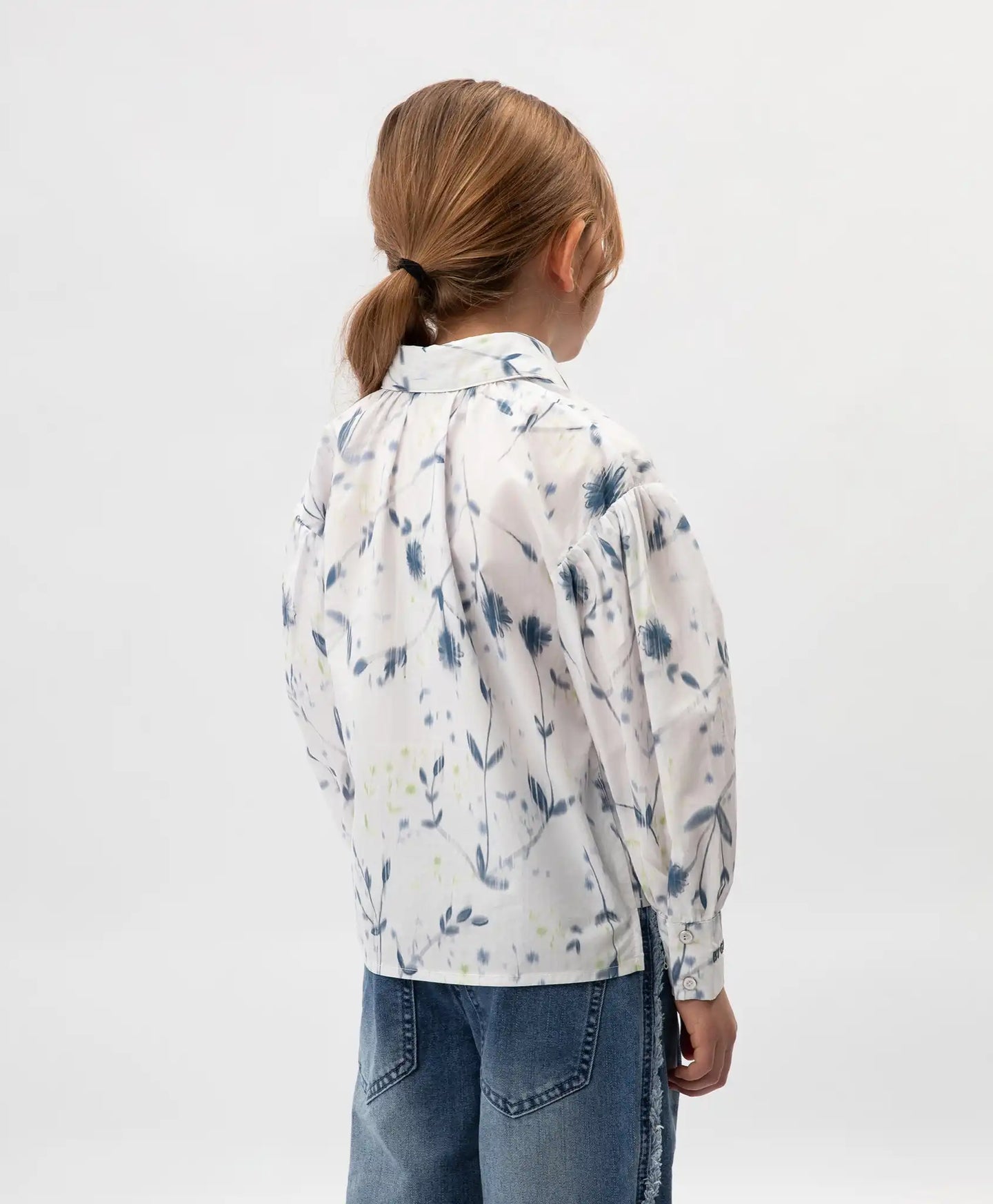 Bluză cu mânecă lungă din poplin cu motiv floral, albă, Gulliver