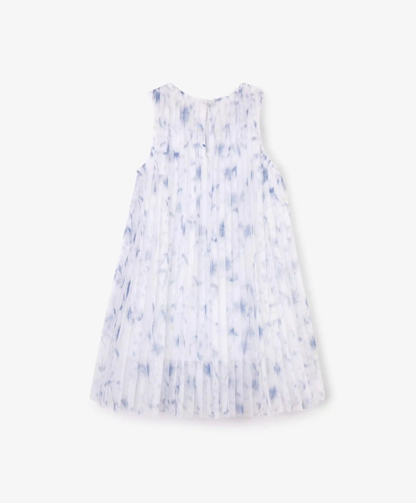 Rochie pentru copii, albă, din plasă plisată cu model floral și căptușeală, Gulliver.