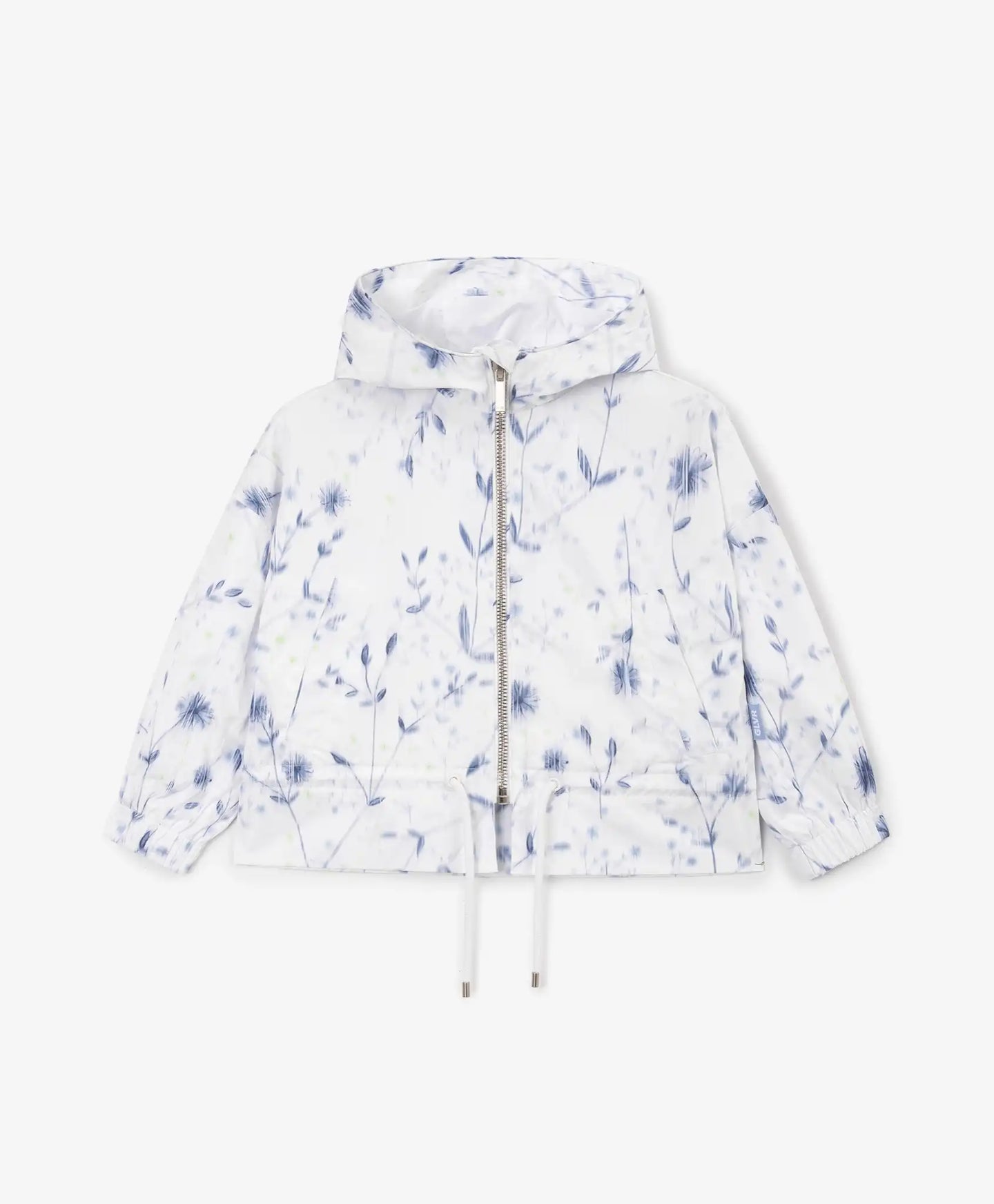 Jachetă pentru fată din material matlasat, cu imprimeu floral, albă, Gulliver