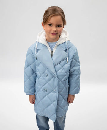 Palton căptușit pentru copii cu guler detașabil, albastru, Gulliver