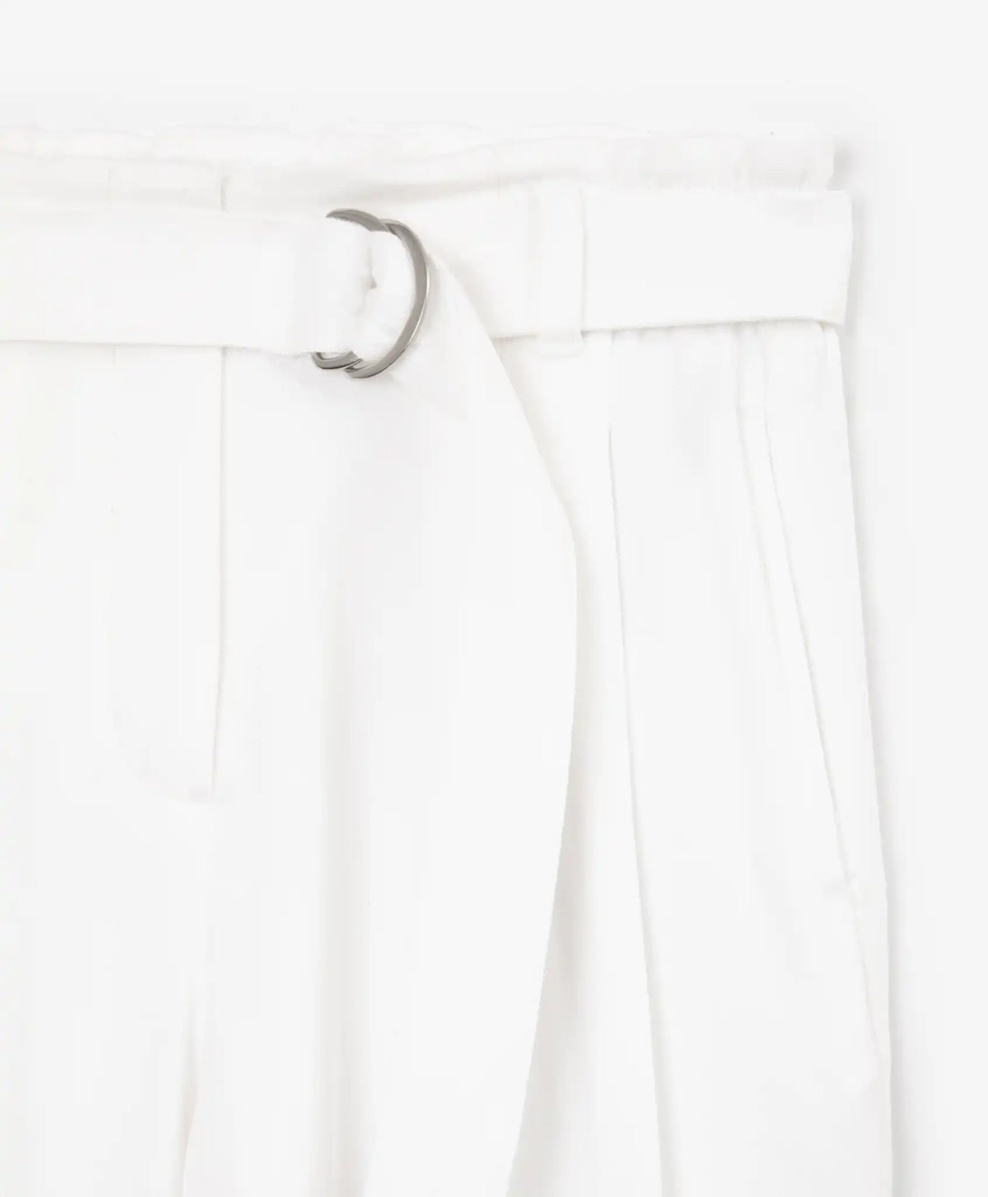 Pantaloni textili pentru fată, cu curea și croială conică, albi, Gulliver