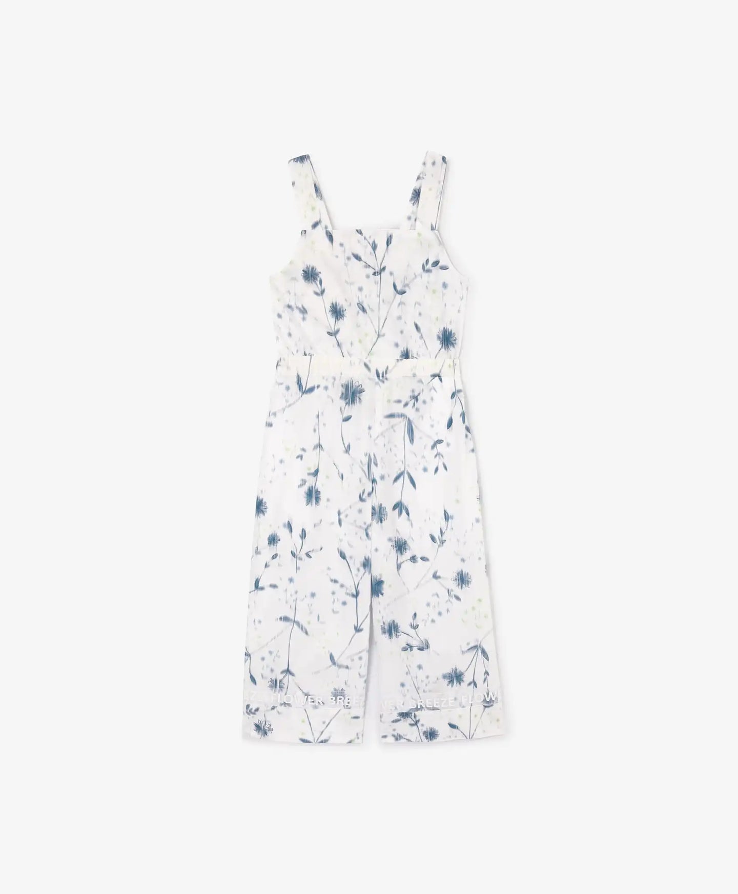 Salopetă albă cu motiv floral din poplin, Gulliver