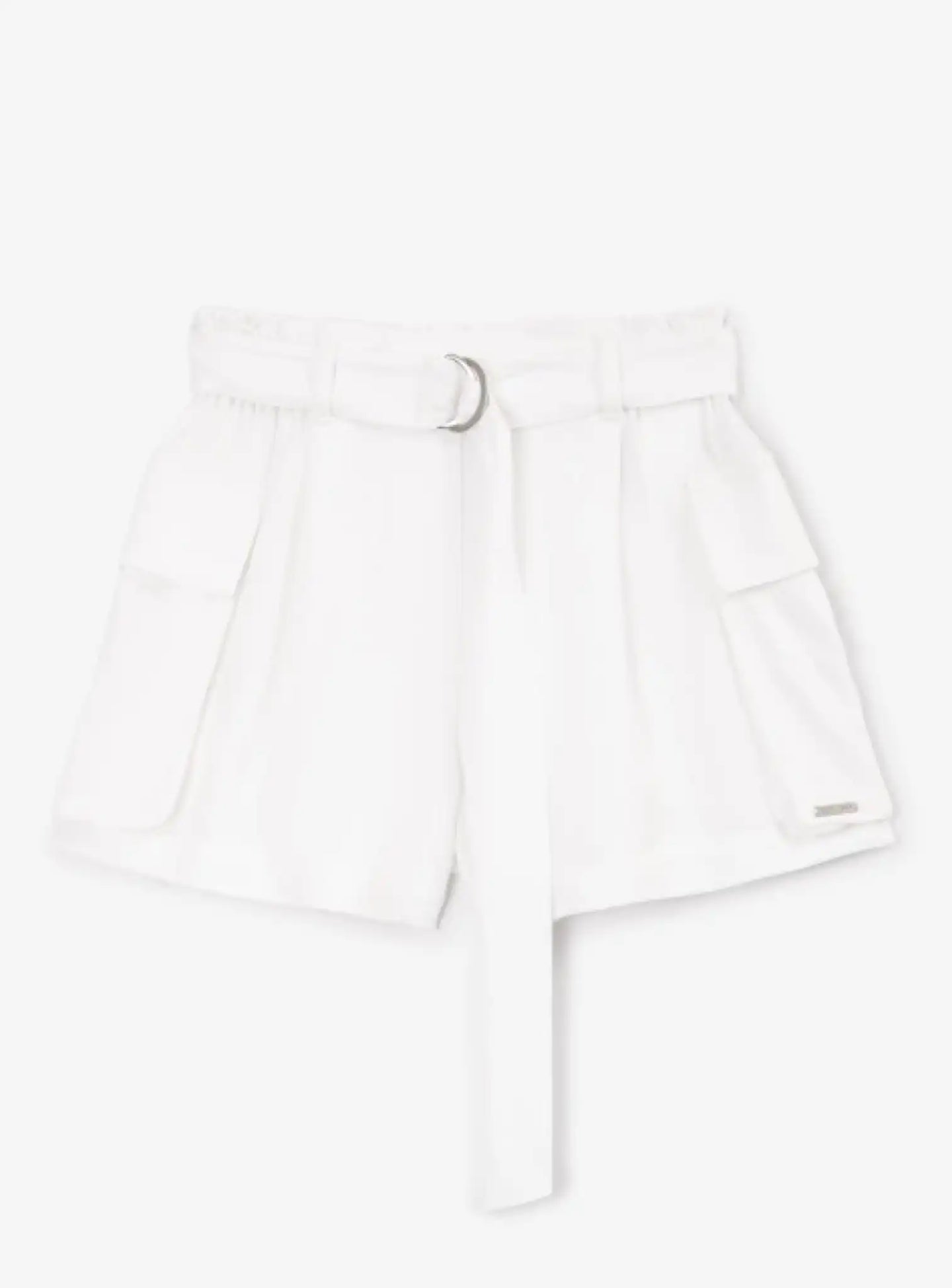 Pantaloni scurți pentru fată, din material textil, cu buzunare cargo, albi, Gulliver