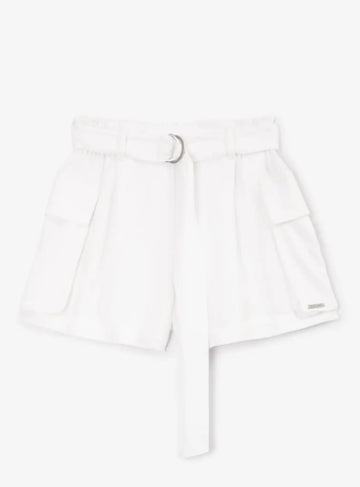 Pantaloni scurți pentru fată, din material textil, cu buzunare cargo, albi, Gulliver