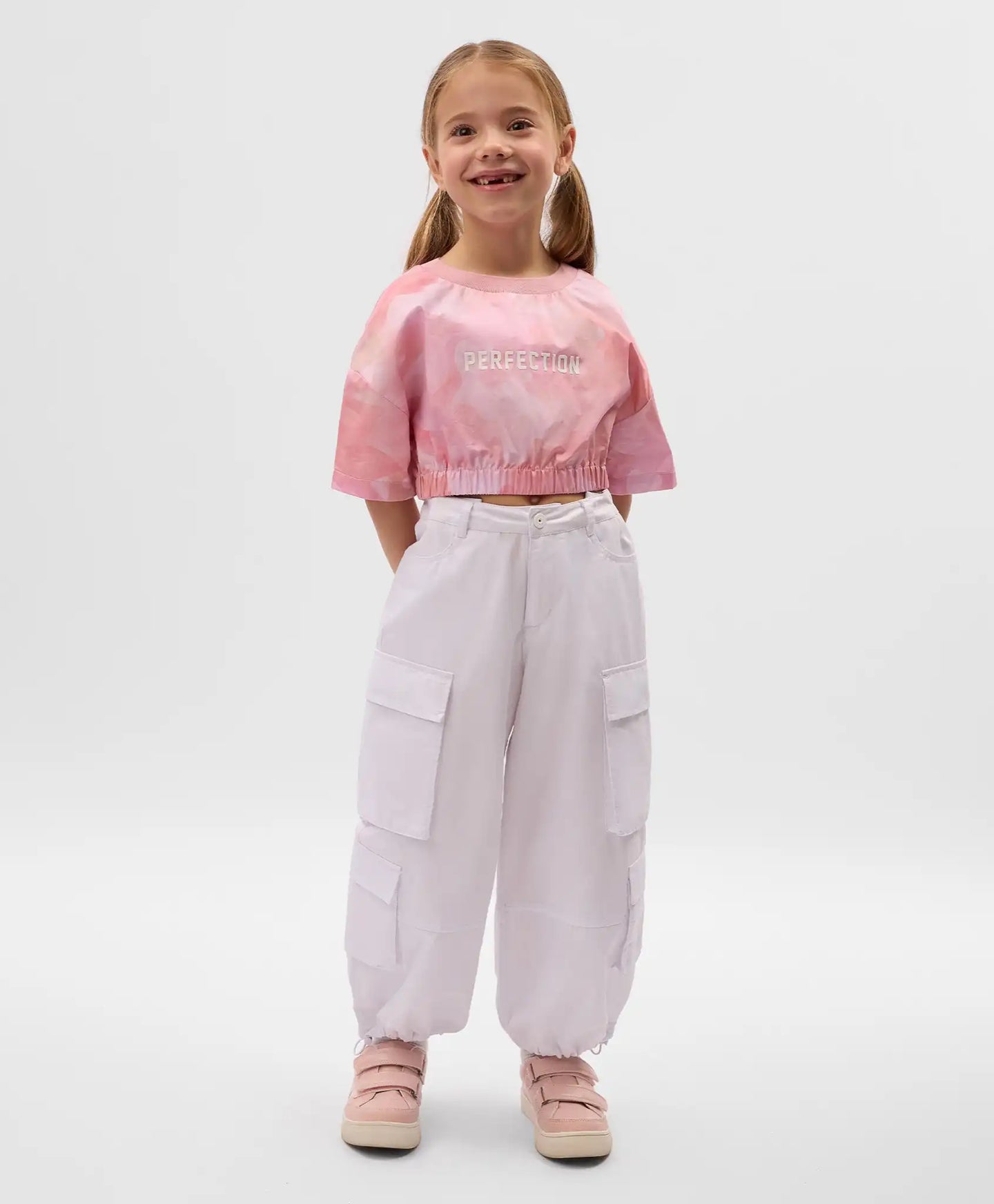 Bluză scurtă pentru copii cu decor tipografic, roz, Gulliver