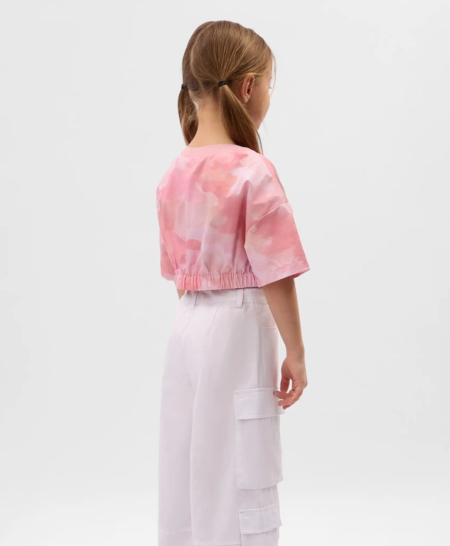 Bluză scurtă pentru copii cu decor tipografic, roz, Gulliver