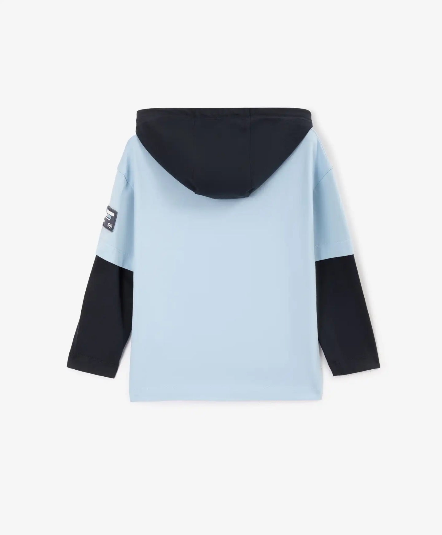 Longsleeve cu glugă pentru băieți cu imitație de straturi și imprimeu albastru Gulliver