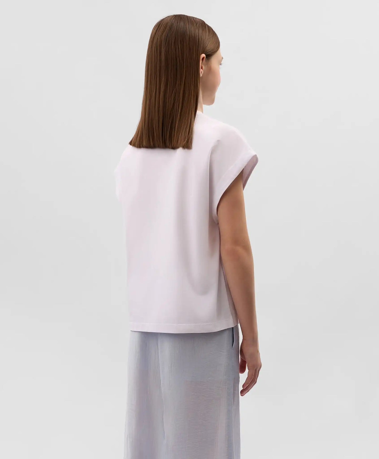 Tricou pentru fată cu siluetă oversize moderată și mânecă scurtă completă, alb, Gulliver