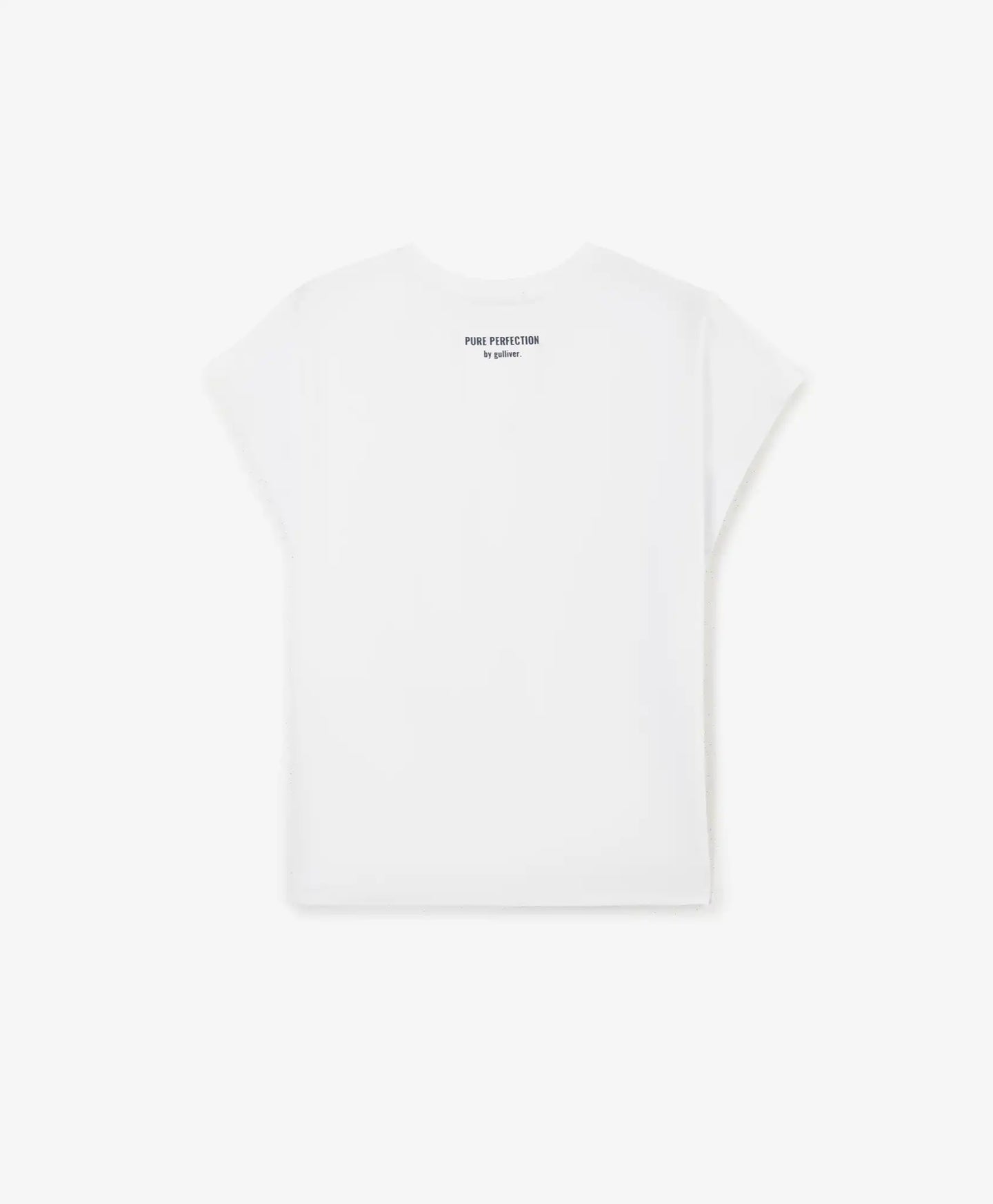 Tricou pentru fată cu siluetă oversize moderată și mânecă scurtă completă, alb, Gulliver