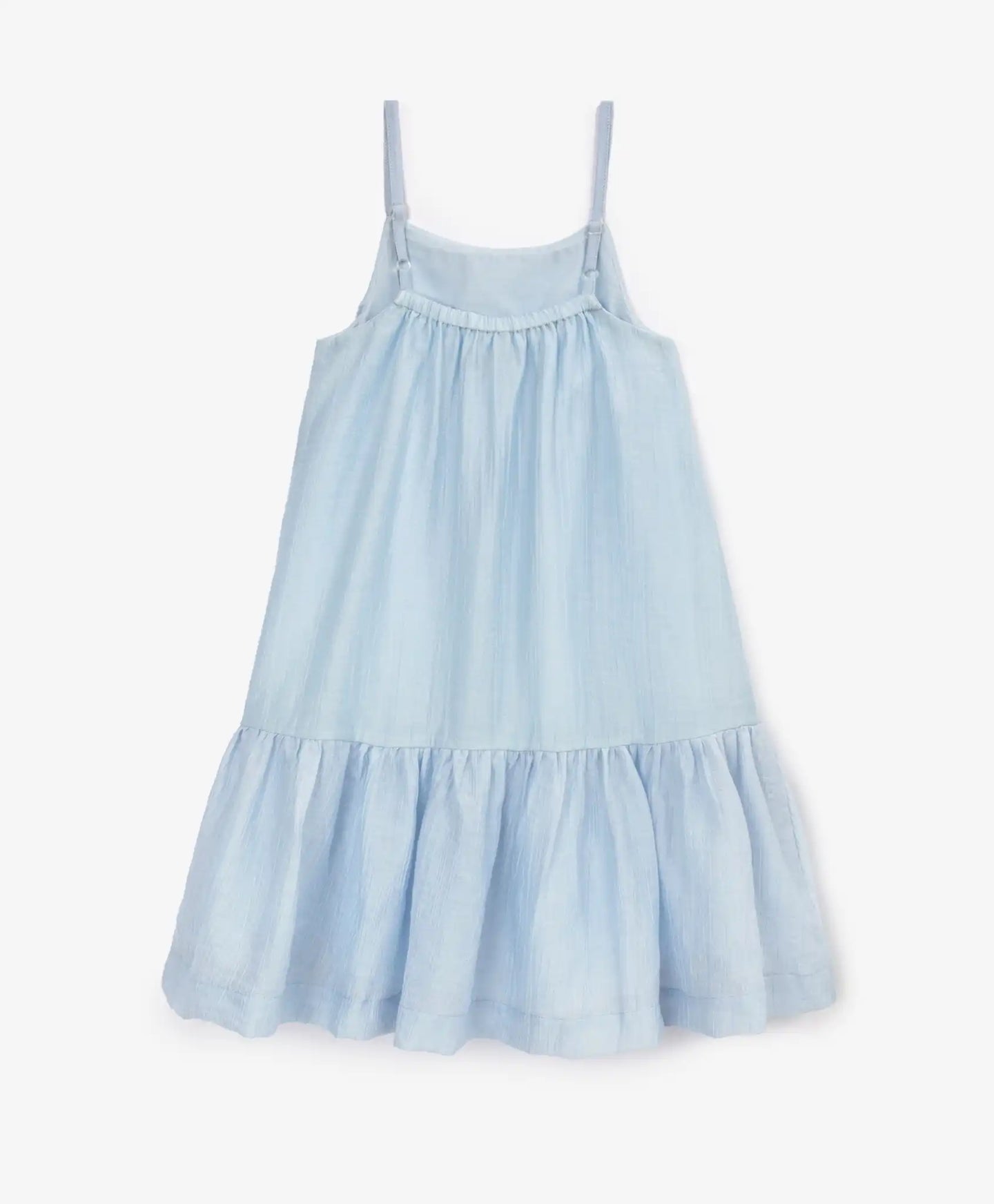 Sărafan pentru copii, albastru, cu siluetă trapez, din batistă, cu decor din paiete, Gulliver.