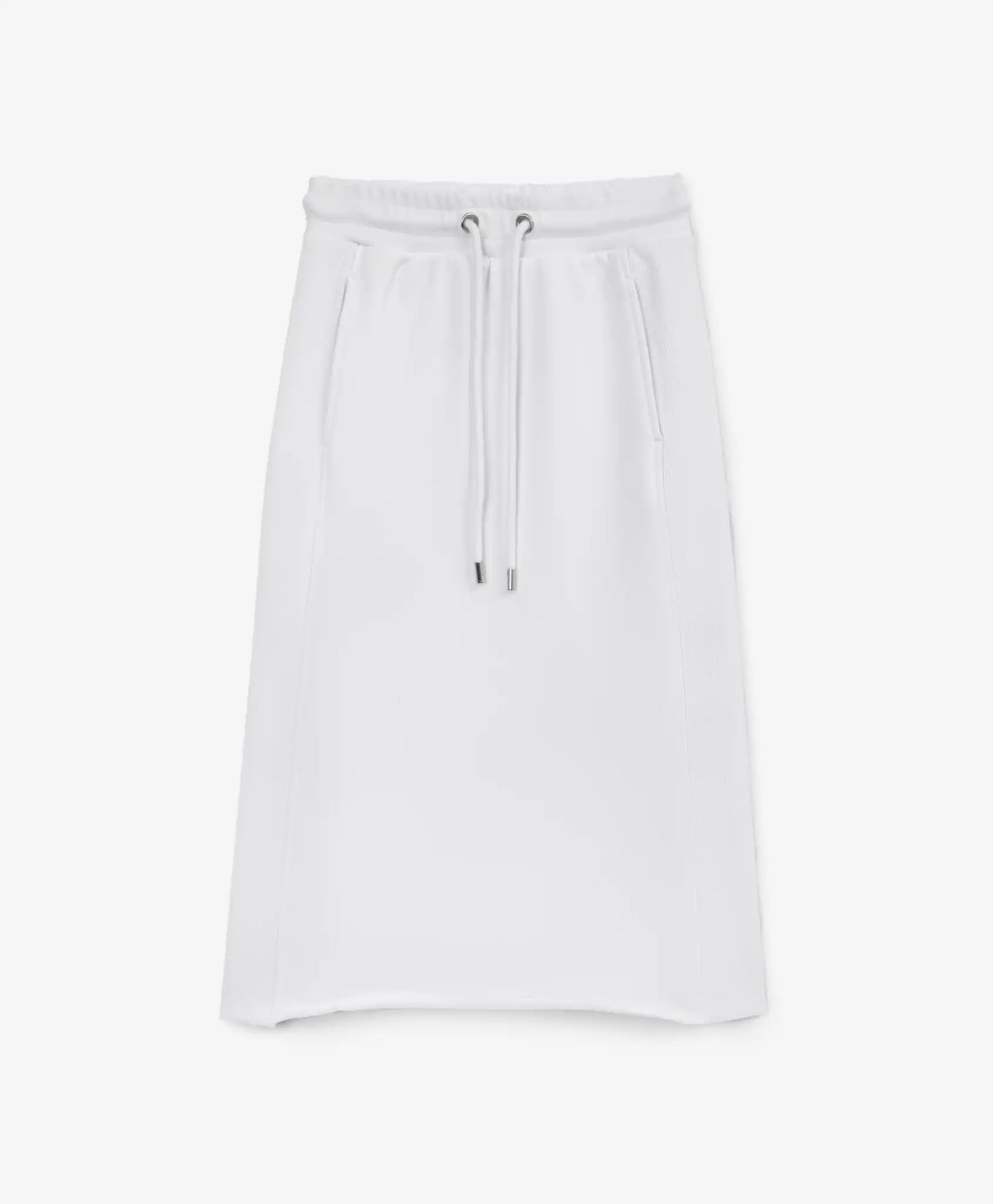 Fustă tricotată albă, cu talie medie și inserții reiate, Gulliver