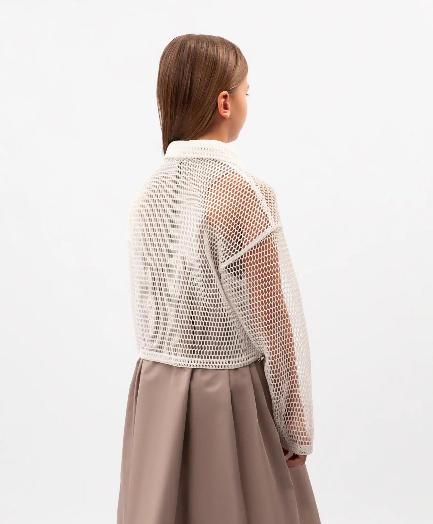 Jachetă pentru fete din plasă cremă Gulliver