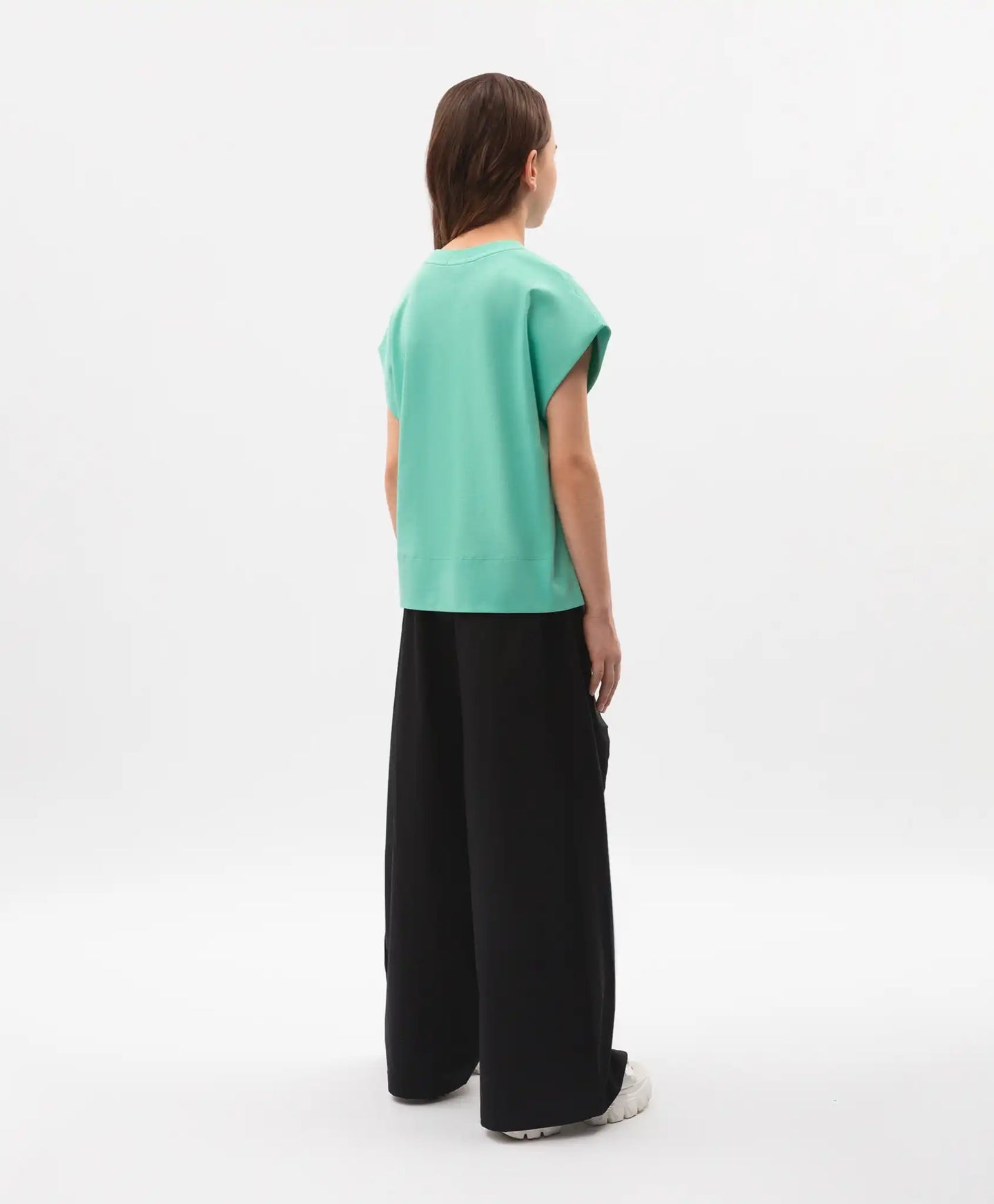 Pantaloni palazzo pentru fată, din satin, cu detalii detașabile, negri, Gulliver