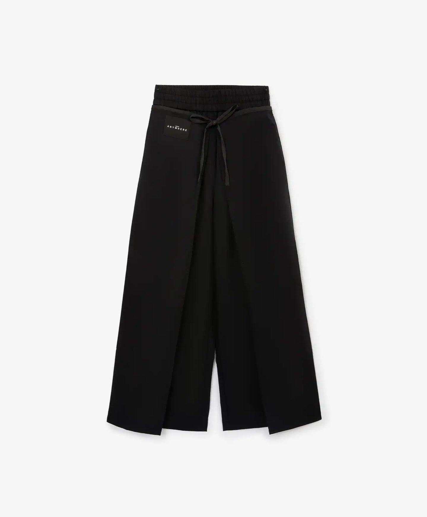 Pantaloni palazzo pentru fată, din satin, cu detalii detașabile, negri, Gulliver