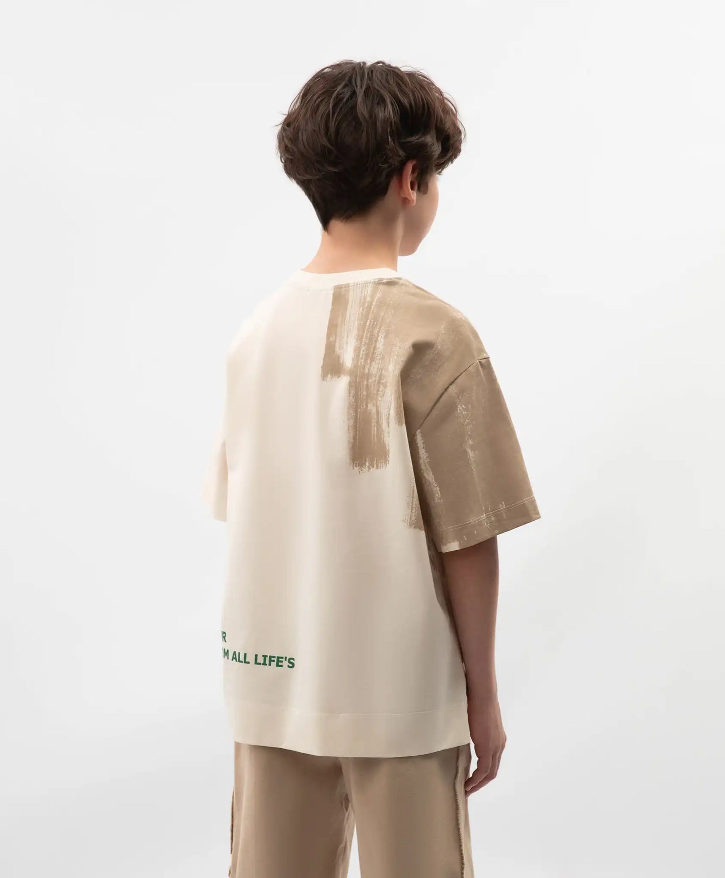 Tricou oversize pentru băiat, culoare lăptoasă, cu imprimeu, Gulliver