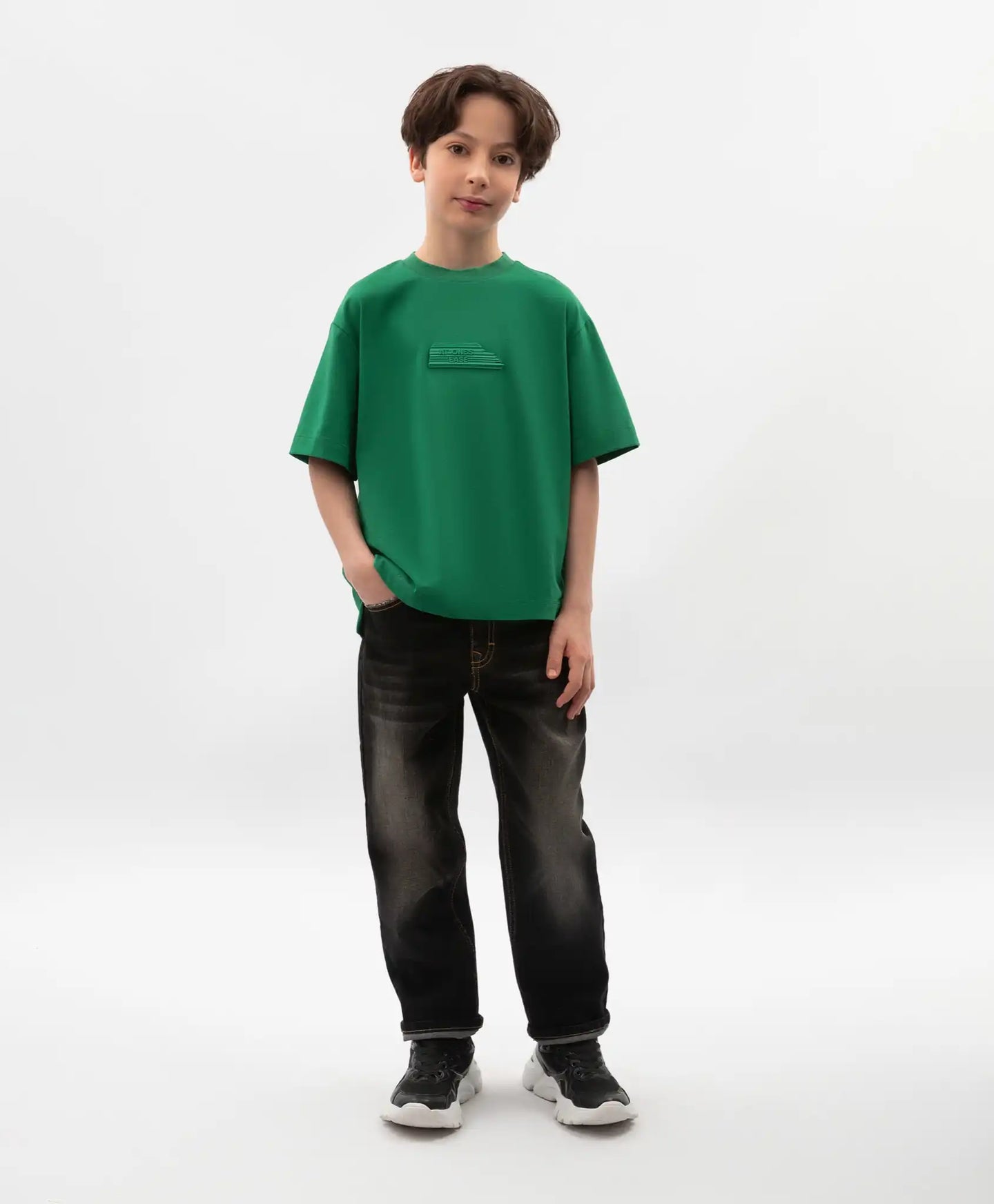 Tricou oversize pentru băiat, verde, cu imprimeu pe spate, Gulliver