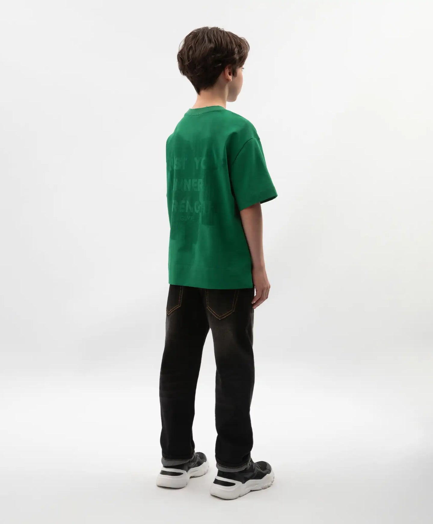 Tricou oversize pentru băiat, verde, cu imprimeu pe spate, Gulliver