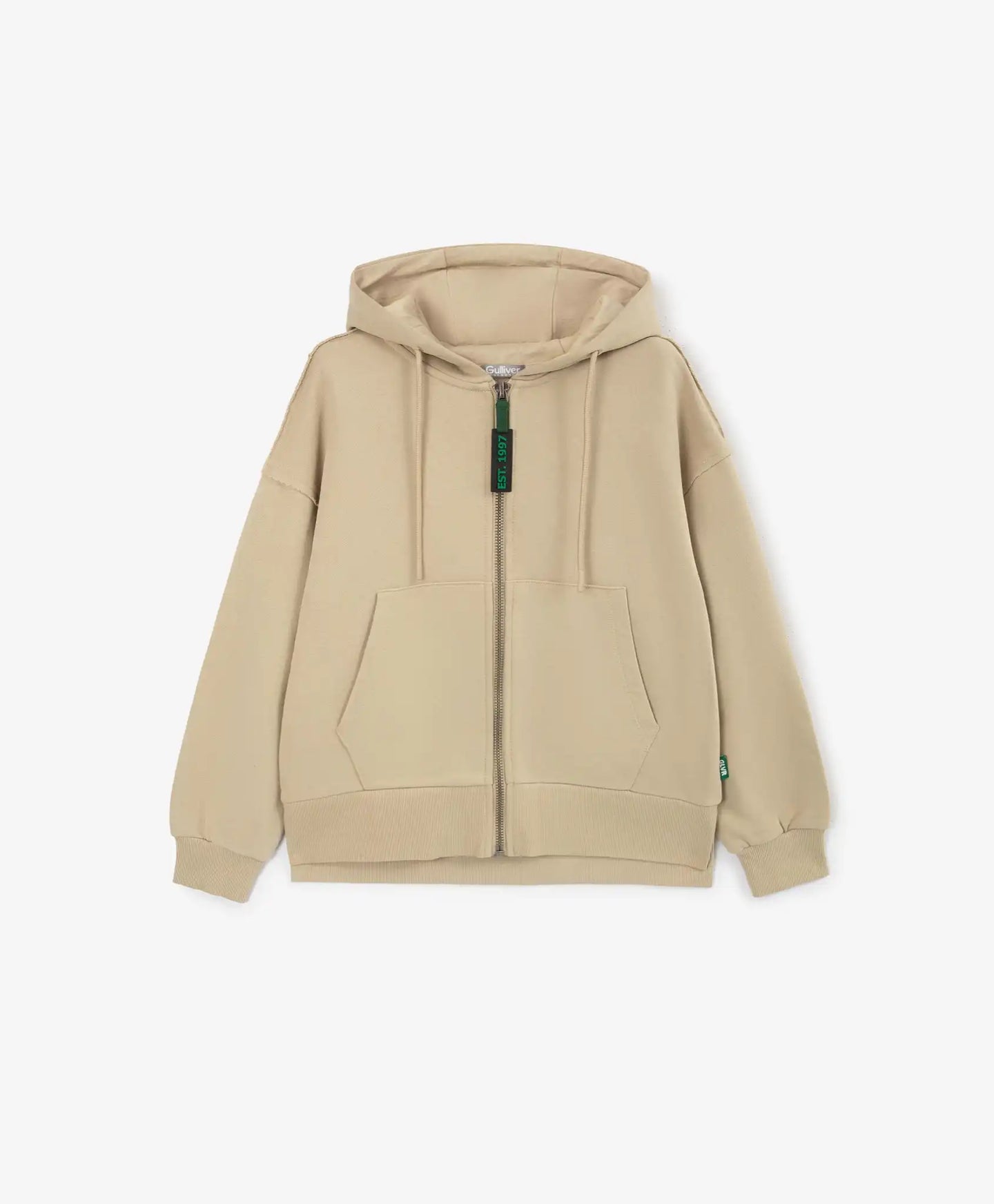 Hanorac deschis cu glugă pentru băieți din material de bumbac bej Gulliver