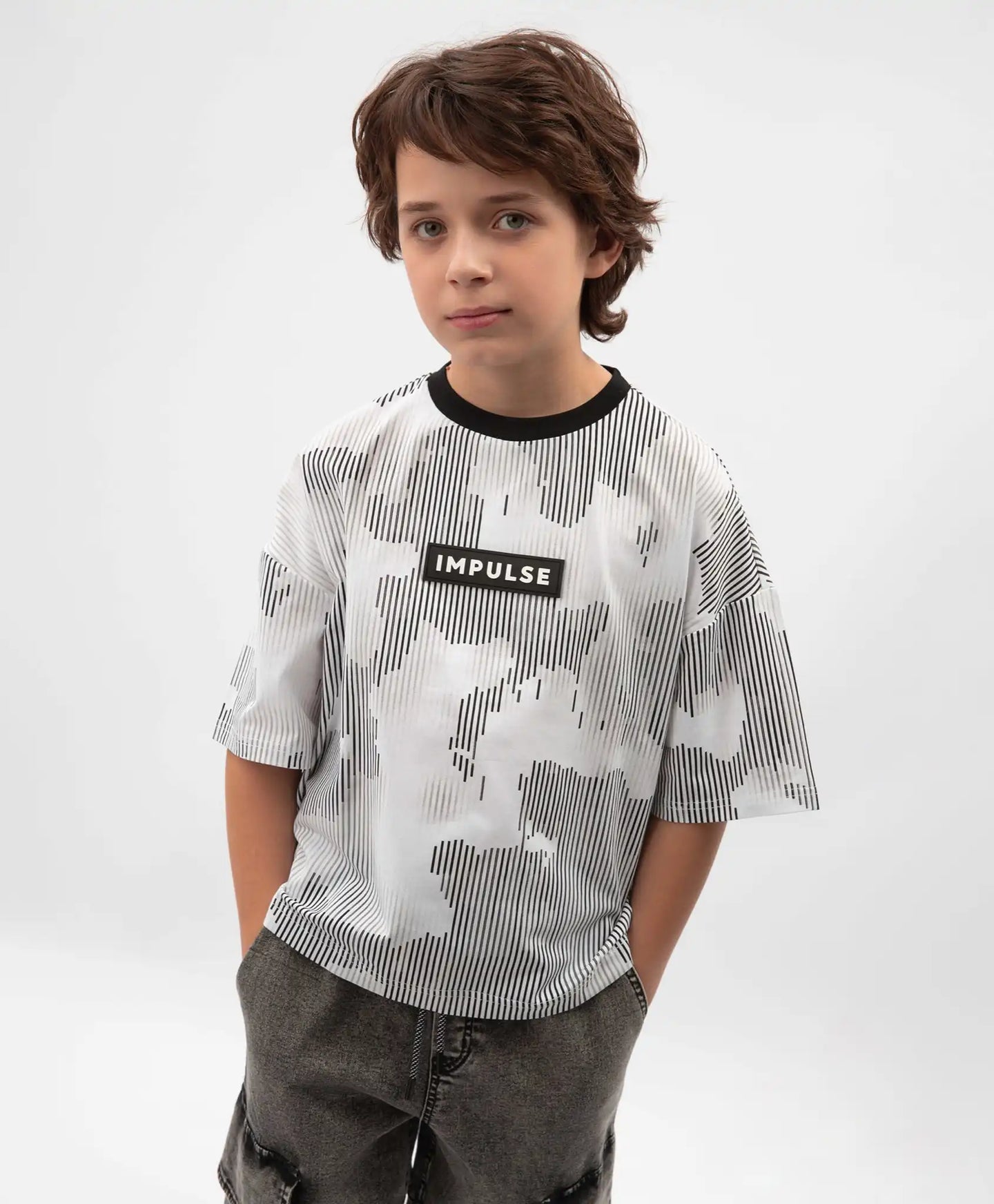 Tricou oversize pentru băiat, alb, cu imprimeu, Gulliver