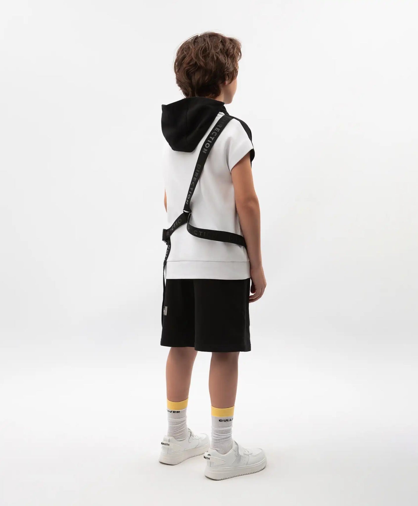 Vestă tricotată pentru băiat, cu glugă, alb-negru, Gulliver