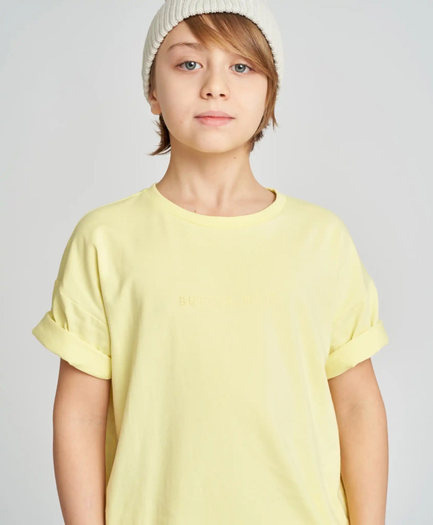 Tricou de bază pentru copii, galben, cu mânecă scurtă, Button Blue