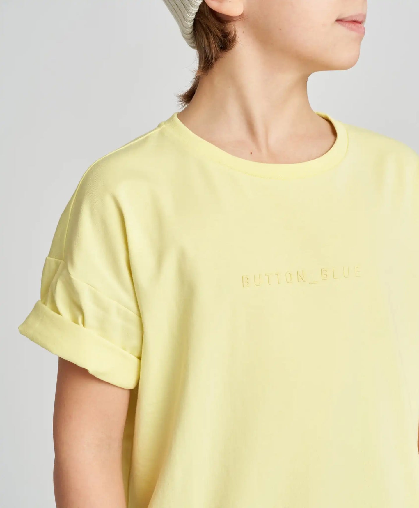 Tricou de bază pentru copii, galben, cu mânecă scurtă, Button Blue